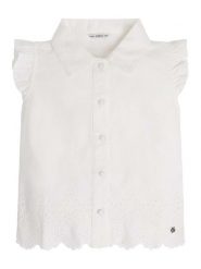 Guess Koszula J3GH05 WCVM0 Biały Regular Fit. Białe bluzki dla dziewczynek Guess, z aplikacjami, z bawełny, bez kołnierzyka, bez ramiączek. Za 319.99 zł.