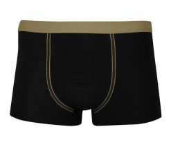 Bokserki Obcisłe, Czarne z Oliwkową Gumką, Bawełniane, Majtki -ALTIES- z Elastanem. Czarne bokserki męskie Alties, m, bez wzorów, z bawełny. Za 35.00 zł.