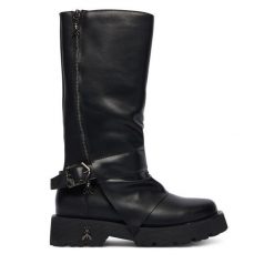 Kozaki Patrizia Pepe. Czarne buty zimowe dziewczęce Patrizia Pepe, bez wzorów, bez zapięcia. Za 824.99 zł.