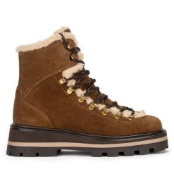 Botki GINO ROSSI. Brązowe botki damskie Gino Rossi, bez obcasa, na płaskiej podeszwie, bez zapięcia. Za 479.99 zł.