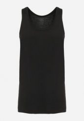Czarna Klasyczna Koszulka Bez Rękawów Tank Top Clecotia. Czarne koszulki sportowe męskie Born2be, l, bez wzorów, bez kołnierzyka, bez ramiączek. Za 29.99 zł.