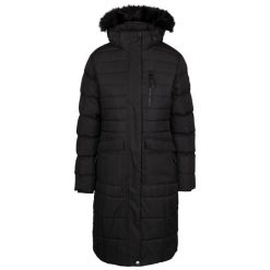 Kurtka Ocieplana Damska Sasha. Czarne kurtki sportowe damskie Trespass, s, bez wzorów, z puchu, bez kaptura, trekkingowe. Za 344.99 zł.