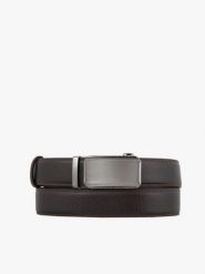 Ciemnobrązowy pasek ze skóry licowej. Brązowe paski damskie Ryłko, bez wzorów, ze skóry, eleganckie. Za 129.99 zł.
