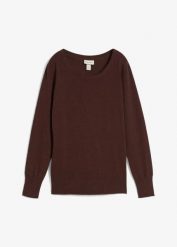 Cienki sweter. Czarne swetry damskie bonprix, bez wzorów, z bawełny, casualowe, bez kołnierzyka, bez ramiączek, bez kaptura. Za 79.99 zł.