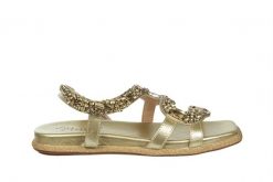 Sandały Laura Vita Maxine 04 Or 202071, Złoty, Skóra ekologiczna - 37. Żółte sandały damskie Laura Vita, bez wzorów, z materiału, bez obcasa, na płaskiej podeszwie, bez zapięcia. W wyprzedaży za 179.10 zł.