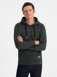 Bluza męska nierozpinana kangurka z kapturem - oliwkowy melanż V3 B1675 L. Zielone bluzy męskie Ombre, l, bez wzorów, z kapturem. Za 181.54 zł.