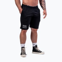 Spodenki treningowe męskie NEBBIA Gym Bro. Czarne krótkie spodenki sportowe męskie Nebbia, l, bez wzorów, z bawełny, na fitness i siłownię. Za 249.99 zł.