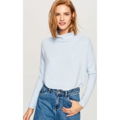 Sweter z szeroką stójką - Niebieski. Niebieskie swetry damskie Reserved, ze stójką. Za 59.99 zł.