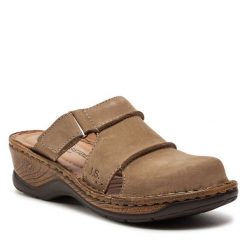 Klapki Josef Seibel. Brązowe klapki damskie Josef Seibel, bez wzorów, bez obcasa. Za 229.99 zł.