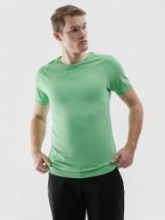 4F Koszulka bezszwowa do biegania w terenie męska - zielona XXL/3XL. Zielone koszulki sportowe męskie 4f, m, bez wzorów, z dzianiny, klasyczne, bez kołnierzyka. W wyprzedaży za 59.99 zł.