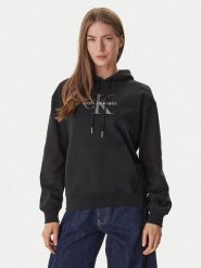 Calvin Klein Bluza LV047E221G Czarny Regular Fit. Czarne bluzy damskie Calvin Klein, s, bez wzorów, z bawełny, bez kaptura. Za 409.99 zł.