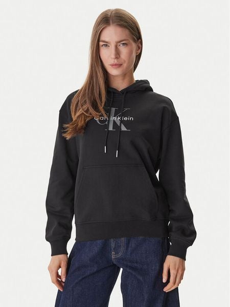 Calvin Klein Bluza LV047E221G Czarny Regular Fit. Czarne bluzy damskie Calvin Klein, m, bez wzorów, z bawełny, bez kaptura. Za 270.99 zł.
