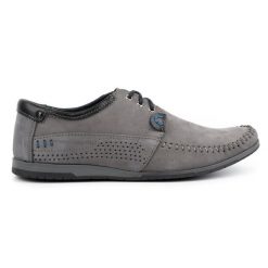 KOMODO Buty Męskie mokasyny 875 szare. Szare mokasyny męskie na lato, ze skóry, bez zapięcia. Za 377.80 zł.
