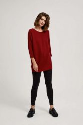 Sweter typu nietoperz bordowy. Czerwone swetry damskie MOODO, l, bez wzorów, z poliamidu, bez kołnierzyka, bez ramiączek, bez kaptura. W wyprzedaży za 27.99 zł.