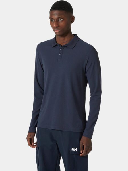 Koszulka Polo Męska Helly Hansen Crewline Ls. Niebieskie bluzki z długim rękawem męskie Helly Hansen, m, bez wzorów, z materiału, bez kołnierzyka. Za 323.55 zł.