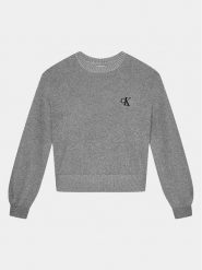 Calvin Klein Jeans Sweter Festive IG0IG02327 Szary Regular Fit. Szare swetry dla dziewczynek Calvin Klein Jeans, bez wzorów, z bawełny, bez kołnierzyka, bez ramiączek, bez kaptura. Za 219.99 zł.