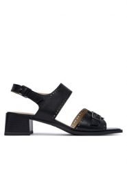 Caprice Sandały 9-28204-46 Czarny. Czarne sandały damskie Caprice, bez wzorów, ze skóry, bez obcasa, na słupku, bez zapięcia. Za 233.99 zł.