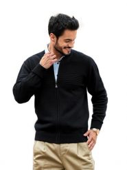 Czarny rozpinany sweter męski kardigan SL13 Lukas. Czarne kardigany męskie M. Lasota - polski producent, m, bez wzorów, z bawełny, casualowe. W wyprzedaży za 259.20 zł.