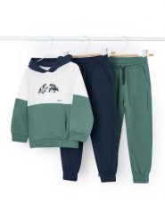 Mayoral Komplet 2 par spodni dresowych i bluza 4804 Zielony Regular Fit. Zielone bluzy dla chłopców Mayoral, bez wzorów, z bawełny, bez ramiączek, bez kaptura. Za 219.99 zł.