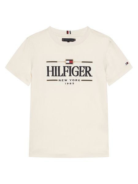 Tommy Hilfiger T-Shirt Icons KB0KB10360 Écru Regular Fit. T-shirty dla chłopców Tommy Hilfiger, bez wzorów, z bawełny, bez ramiączek. Za 199.99 zł.
