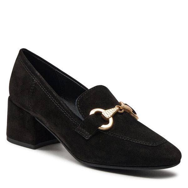 Półbuty Tamaris. Czarne półbuty damskie Tamaris, bez wzorów, bez obcasa, na obcasie, bez zapięcia. Za 619.99 zł.