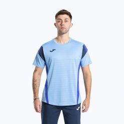 Koszulka męska Joma Montreal. Niebieskie koszulki sportowe męskie Joma, m, bez wzorów, bez kołnierzyka, bez ramiączek. Za 129.99 zł.
