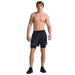 Spodenki 2w1 5-calowe 2XU Aero. Czarne szorty męskie 2XU, m, bez wzorów. Za 510.50 zł.
