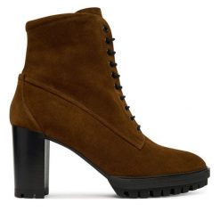 Botki HÖGL. Zielone botki damskie HÖGL, bez obcasa, na słupku, bez zapięcia. Za 899.99 zł.