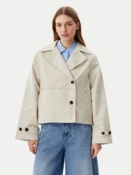 Tommy Jeans Trencz DW0DW21348 Beżowy Regular Fit. Brązowe płaszcze damskie Tommy Jeans, l, bez wzorów, z bawełny, bez kaptura. Za 509.99 zł.