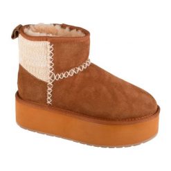 Buty Emu Australia Stinger Knit Flatform W13143-CHES brązowe. Brązowe śniegowce i trapery damskie z gumy. Za 797.63 zł.