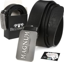 Beltimore Beltimore skórzany pasek męski czarny szeroki premium W29. Czarne paski damskie Beltimore, bez wzorów. Za 74.99 zł.