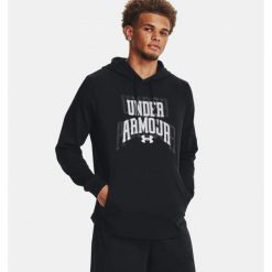 Bluza męska Under Armour Rival Terry Graphic HD. Czarne bluzy sportowe męskie Under Armour, m, bez wzorów, bez kaptura, do biegania. W wyprzedaży za 228.95 zł.