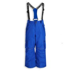 Spodnie narciarskie dziecięce z szelkami Lemon Explore ZL5 kobaltowe. Niebieskie spodnie sportowe dla chłopców LEMON explore, z aplikacjami, z materiału, sportowe, długie, narciarskie. Za 259.90 zł.