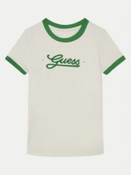 Guess T-Shirt J5RI11 K6YW4 Écru Regular Fit. T-shirty i topy dla dziewczynek Guess, z aplikacjami, z bawełny, bez ramiączek. Za 69.99 zł.