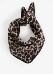 Chusta z dzianiny ze wzorem w panterkę. Brązowe szaliki i chusty damskie bonprix, bez wzorów, z dzianiny, eleganckie. Za 74.99 zł.