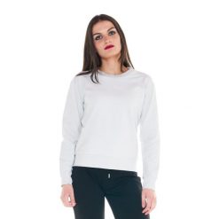 Bluza z bawełna z ściągacze na co dzień na siłownię. Białe bluzy damskie LEONE 1947 APPAREL, bez wzorów, z bawełny, bez kaptura, na fitness i siłownię. Za 151.56 zł.
