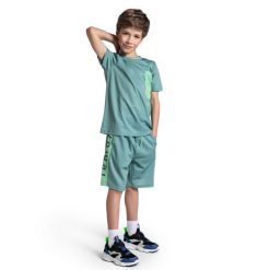 Spodenki sportowe dla dzieci Lemon Explore WL5. Zielone szorty dla chłopców LEMON explore, bez wzorów, z elastanu, sportowe. Za 59.90 zł.