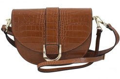 Listonoszka skórzana croco BARBERINI'S j. brązowa 971-12. Brązowe torby na ramię damskie Barberinis, z aplikacjami, ze skóry, eleganckie, z tłoczeniem, bez dodatków. Za 279.99 zł.
