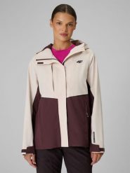 4F Kurtka trekkingowa membrana 10000 damska - kremowa XL. Białe kurtki damskie 4f, xl, bez wzorów, bez kaptura. Za 399.99 zł.