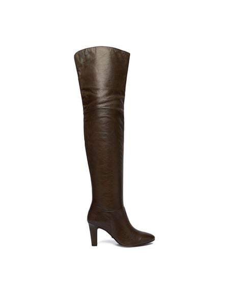 GINO ROSSI Kozaki EO-ZIVO-121925 Khaki. Brązowe kozaki damskie Gino Rossi, ze skóry, bez obcasa, na słupku. Za 719.99 zł.