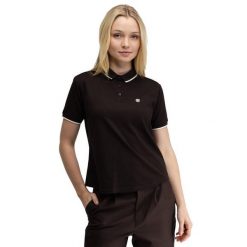 Damska golfowa koszulka polo pique Siroko Valderrama-W Dark Brown. Brązowe obuwie sportowe damskie SIROKO, bez wzorów, prążkowane, na golfa. Za 135.00 zł.