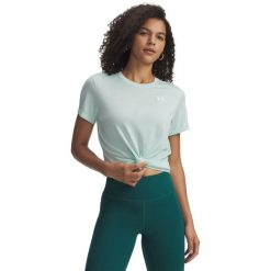 Under Armour Tech Twist koszulka damska - poliester, mięta. Białe koszulki sportowe damskie Under Armour, m, bez wzorów, z poliesteru, bez kołnierzyka, bez ramiączek, do biegania. Za 321.99 zł.