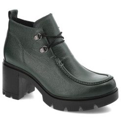 Zielone Botki Armodo Eleganckie Obuwie Damskie Na Obcasie. Zielone botki damskie Armodo, ze skóry, bez obcasa, na obcasie. Za 349.00 zł.