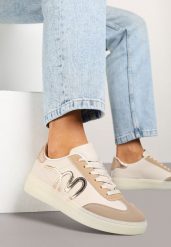 Ciemnobeżowe Sneakersy Klasyczne Tenisówki z Abstrakcyjną Aplikacją Ailinne. Brązowe trampki i tenisówki damskie Renee, z aplikacjami, z jeansu, eleganckie, bez zapięcia. Za 74.99 zł.