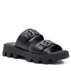 Klapki Lasocki. Czarne klapki damskie Lasocki, bez wzorów, bez obcasa. Za 159.99 zł.