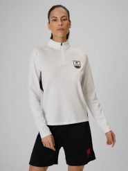 4F Bluza piłkarska regular szybkoschnąca damska - biała S. Białe bluzy damskie 4f, s, bez wzorów, bez kaptura, na fitness i siłownię. Za 169.99 zł.