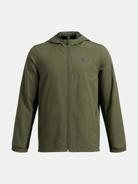 Kurtka Under Armour UA B Rival Wvn. Zielone kurtki męskie Under Armour, bez wzorów, z materiału, bez kaptura. Za 252.92 zł.