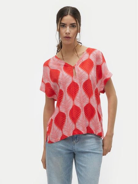 Vero Moda Bluzka Tula 10308984 Czerwony Regular Fit. Czerwone bluzki damskie Vero Moda, s, bez wzorów, z wiskozy, bez kołnierzyka, bez ramiączek. Za 99.99 zł.