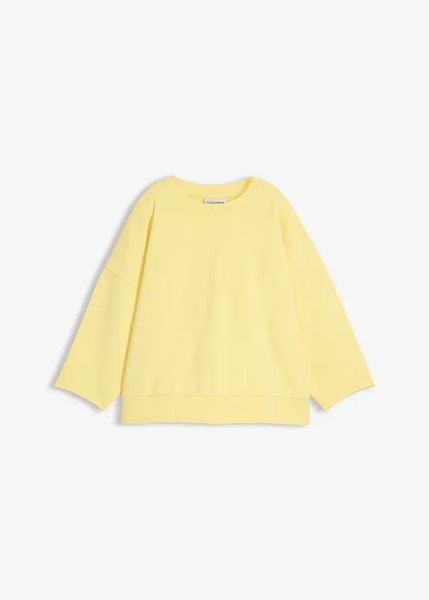 Bluza oversize z mieszanki bawełny. Żółte bluzy damskie bonprix, bez wzorów, z bawełny, bez kaptura. Za 159.99 zł.