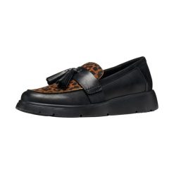 Buty GEOX D ARLARA Nadruk zwierzęcy. Czarne obuwie sportowe damskie Geox, bez wzorów, ze skóry, do biegania. Za 390.99 zł.